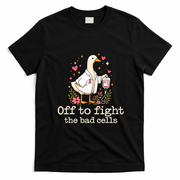 Off To Fight The Bad Cells Breast Cancer Funny Duck T-Shirt - Black