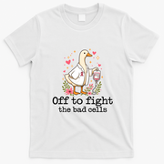 Off To Fight The Bad Cells Breast Cancer Funny Duck T-Shirt - White