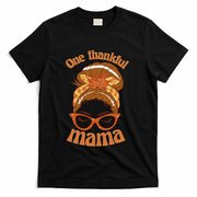 One Thankful Mama Autumn Festive Hair Bun T-Shirt - Black