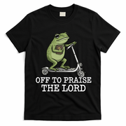 Off To Praise The Lord Funny Christian Frog Meme T-Shirt - Black
