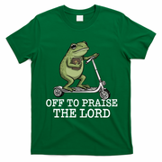 Off To Praise The Lord Funny Christian Frog Meme T-Shirt - Irish Green