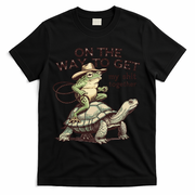 On The Way To Get My Shit Togther Cowboy Frog Turtle T-Shirt - Black
