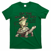 On The Way To Get My Shit Togther Cowboy Frog Turtle T-Shirt - Green