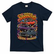 Psychedelic 2026 Woodward Cruising 1970s Muscle Cars T-Shirt - Navy Blue