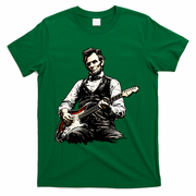 President Abraham Lincoln Abe Playing Guitar T-Shirt - Green