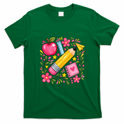 Pencil Apple School Teachers Educators And Students T-Shirt - Irish Green