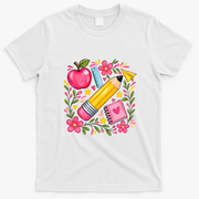 Pencil Apple School Teachers Educators And Students T-Shirt - White