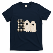 Patchwork Boo Halloween Retro Cute T-Shirt - Navy Blue
