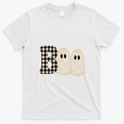 Patchwork Boo Halloween Retro Cute T-Shirt - White