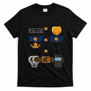 Policeman Costume Funny Halloween Police Officer T-Shirt - Black