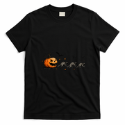 Pumpkin Chasing Raccoons Halloween Autumn Fun T-Shirt - Black