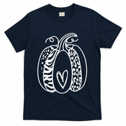 Pumpkin Heart Animal Print Cute T-Shirt - Navy