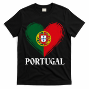 Portugal Heart Flag Proud Fans And Travelers T-Shirt - Black