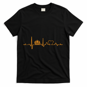 Pumpkin Heartbeat Halloween T-Shirt - Black