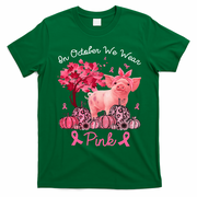 Pig In October We Wear Pink Pumpkin Breast Cancer T-Shirt - Irish Green