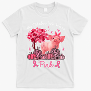 Pig In October We Wear Pink Pumpkin Breast Cancer T-Shirt - White
