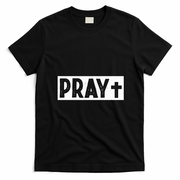 Pray Logo Christian Cross T-Shirt - Black