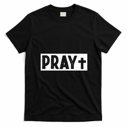 Pray Logo Christian Cross T-Shirt - Black