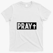 Pray Logo Christian Cross T-Shirt - White