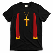 Priest Lazy DIY Halloween Costume Minister Pastor Preacher T-Shirt - Black