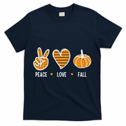 Peace Love Fall Cute Autumn T-Shirt - Navy