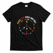Peace Love Rock And Roll Guitars Music T-Shirt - Black