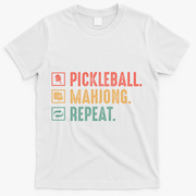 Pickleball Mahjong Repeat T-Shirt - White