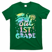 Peace Out 1st Grade Tie Dye Graduation Last Day Of School T-Shirt - Green