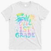 Peace Out 1st Grade Tie Dye Graduation Last Day Of School T-Shirt - White
