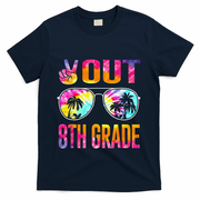 Peace Out 8th Grade Tie Dye Graduation Last Day Of School T-Shirt - Navy