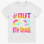 Peace Out 8th Grade Tie Dye Graduation Last Day Of School T-Shirt - White