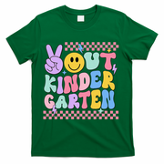 Peace Out Kindergarten Graduation Smile Face Last Day T-Shirt - Green