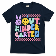 Peace Out Kindergarten Graduation Smile Face Last Day T-Shirt - Navy