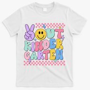 Peace Out Kindergarten Graduation Smile Face Last Day T-Shirt - White