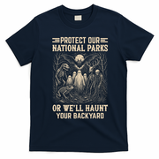 Protect Our National Parks Ghost Halloween Funny Haunting T-Shirt - Navy Blue