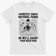 Protect Our National Parks Ghost Halloween Funny Haunting T-Shirt - White