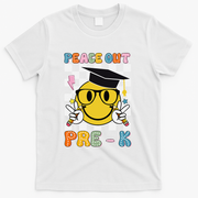 Peace Out Pre K Last Day Of School Smile Face Teachers T-Shirt - White