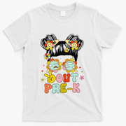 Peace Out Prek Graduation Messy Bun T-Shirt - White