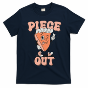 Piece Out Pumpkin Pie Retro Thanksgiving Fall Vibes Groovy T-Shirt - Navy Blue