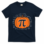 Pumpkin Pi Pie Math Teacher Funny Halloween Thanksgiving T-Shirt - Navy Blue