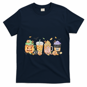 Plaid Pumpkin Spice Hello Fall Autumn Thanksgiving T-Shirt - Navy