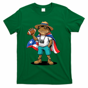 Puerto Rico Coqui Frog Funny Football T-Shirt - Green