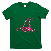 Pink Ribbon Witch Hat Breast Cancer Halloween T-Shirt - Irish Green