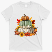 Pumpkin Sunflower Autumn Leaves T-Shirt - White