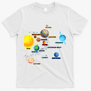 Planets Space Constellation Milky Way T-Shirt - White