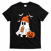 Pumpkin Spice Ghost Spooky Season T-Shirt - Black