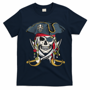 Pirate Skull Halloween Littlens T-Shirt - Navy Blue