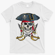 Pirate Skull Halloween Littlens T-Shirt - White