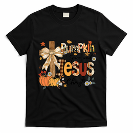 Pumpkin Spice Jesus Christ Fall Thanksgiving T-Shirt - Black