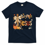 Pumpkin Spice Jesus Christ Fall Thanksgiving T-Shirt - Navy Blue